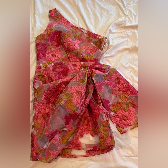 SHOWPO HAILEY ONE SHOULDER MINI DRESS IN PINK FLORAL - Picture 3 of 3